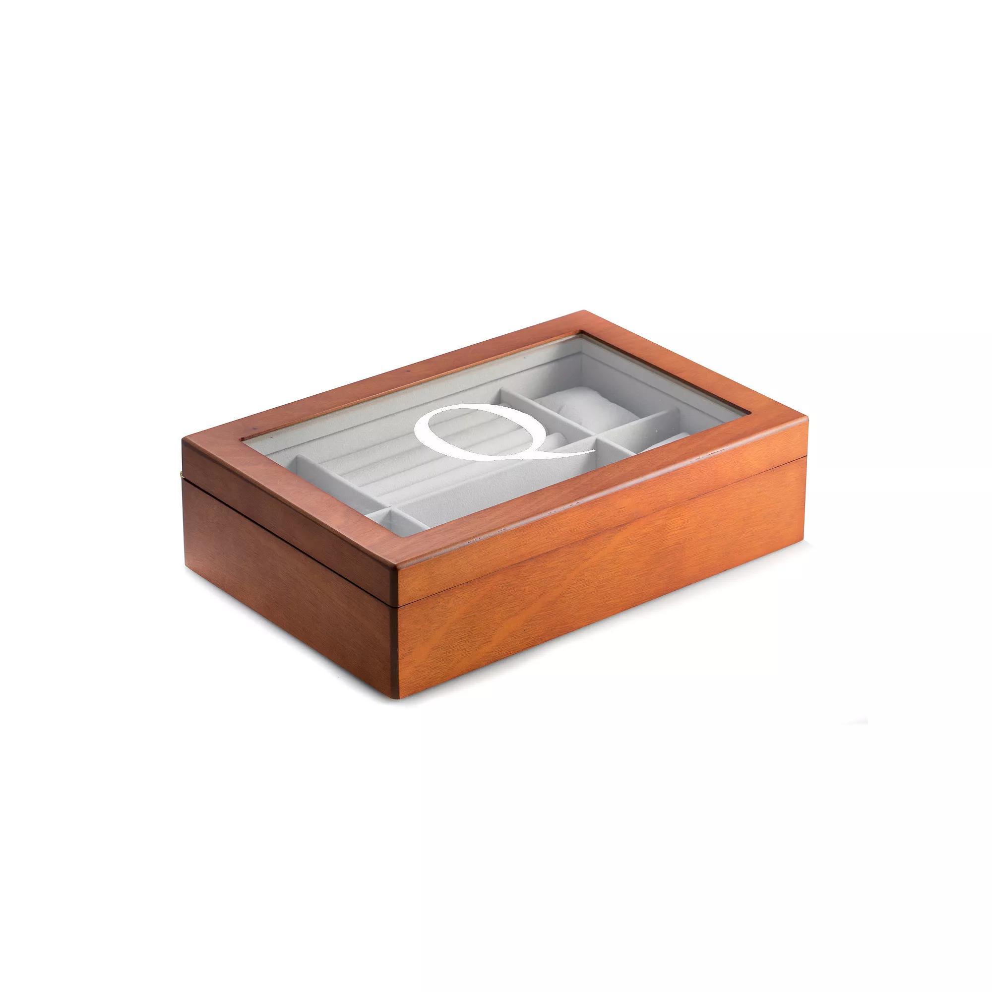 Charlotte Monogrammed Wood Jewelry Box, Women's Product Image