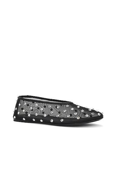 KHAITE Marcy Crystal-embellished Mesh Flats In Black Product Image