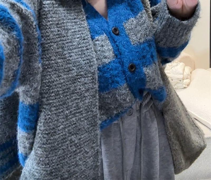 V-Neck Striped Cardigan Product Image