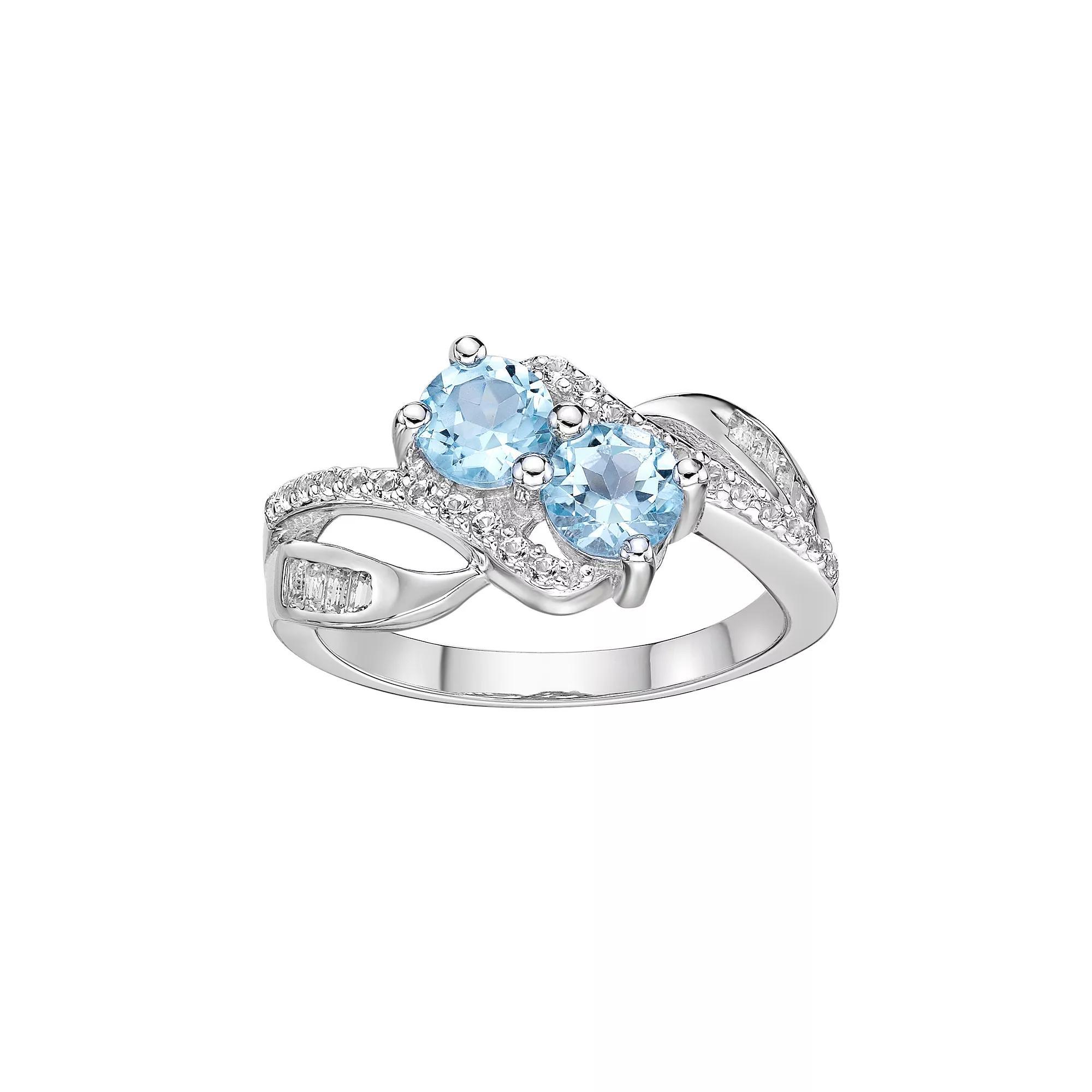 Gemminded Sterling Silver Blue & White Topaz Ring, Women's, Size: 9 Product Image