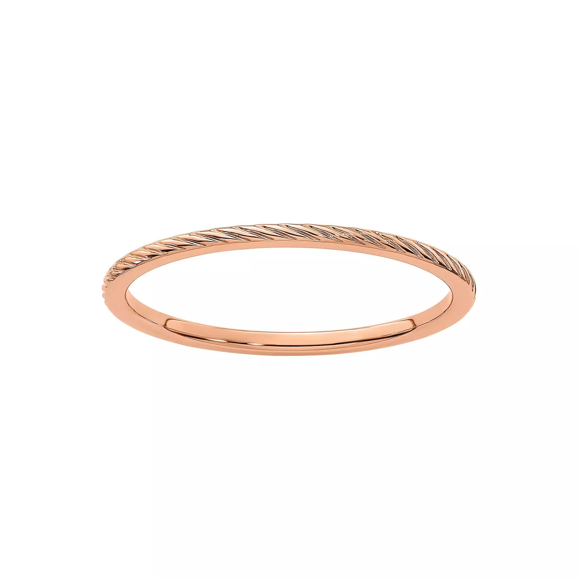 Stacks & Stones 10k Gold 1.2 mm Twisted Wire Pattern Stackable Band, Women's, 10k Rose Gold Product Image