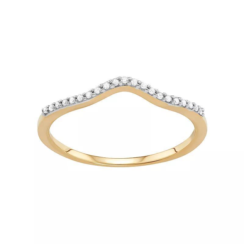 Jewelexcess Sterling Silver Diamond Accent V Ring, Women's, Size: 6, Gold Tone Product Image