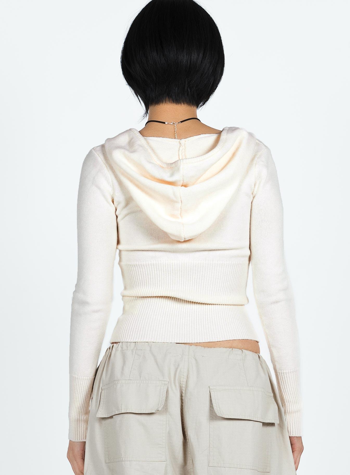 Elingford Zip Up Hooded Sweater Cream Product Image