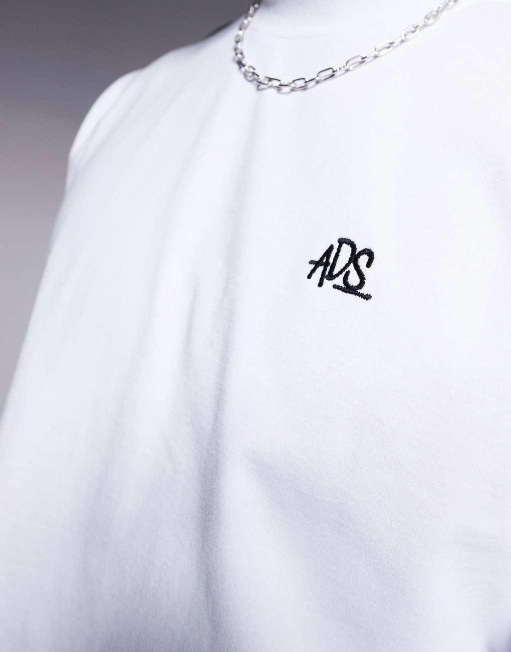 ASOS DESIGN oversized heavyweight long sleeve t-shirt 240gsm in white with embroidery detail Product Image