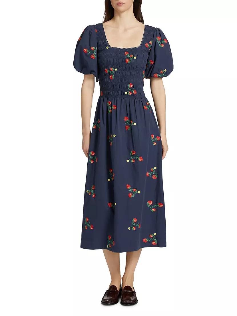 Lauren Strawberry Embroidered Midi-Dress Product Image