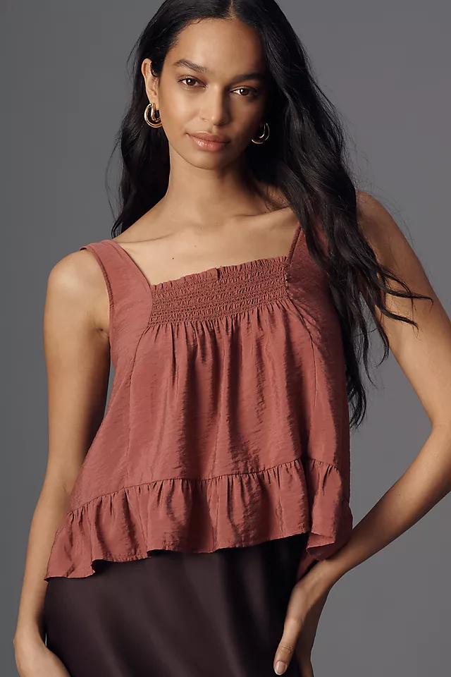 Maeve Smocked Ruffle-Hem Swing Tank Top Product Image