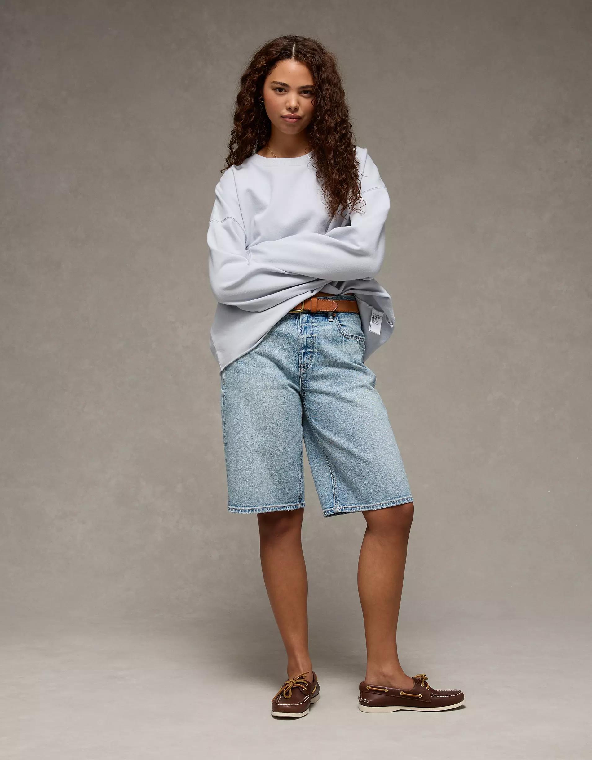 AE Everyday Luxe Cropped Cut-Off Sweatshirt Product Image