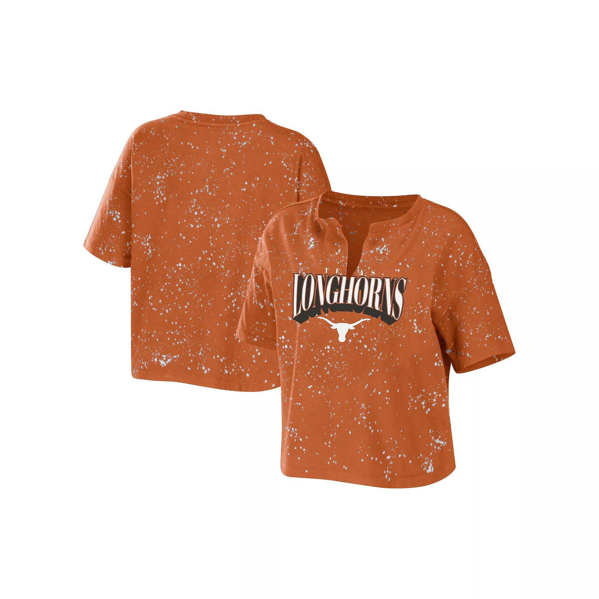 Women's WEAR by Erin Andrews Purple LSU Tigers Bleach Wash Splatter Notch Neck T-Shirt, Size: 2XL Product Image