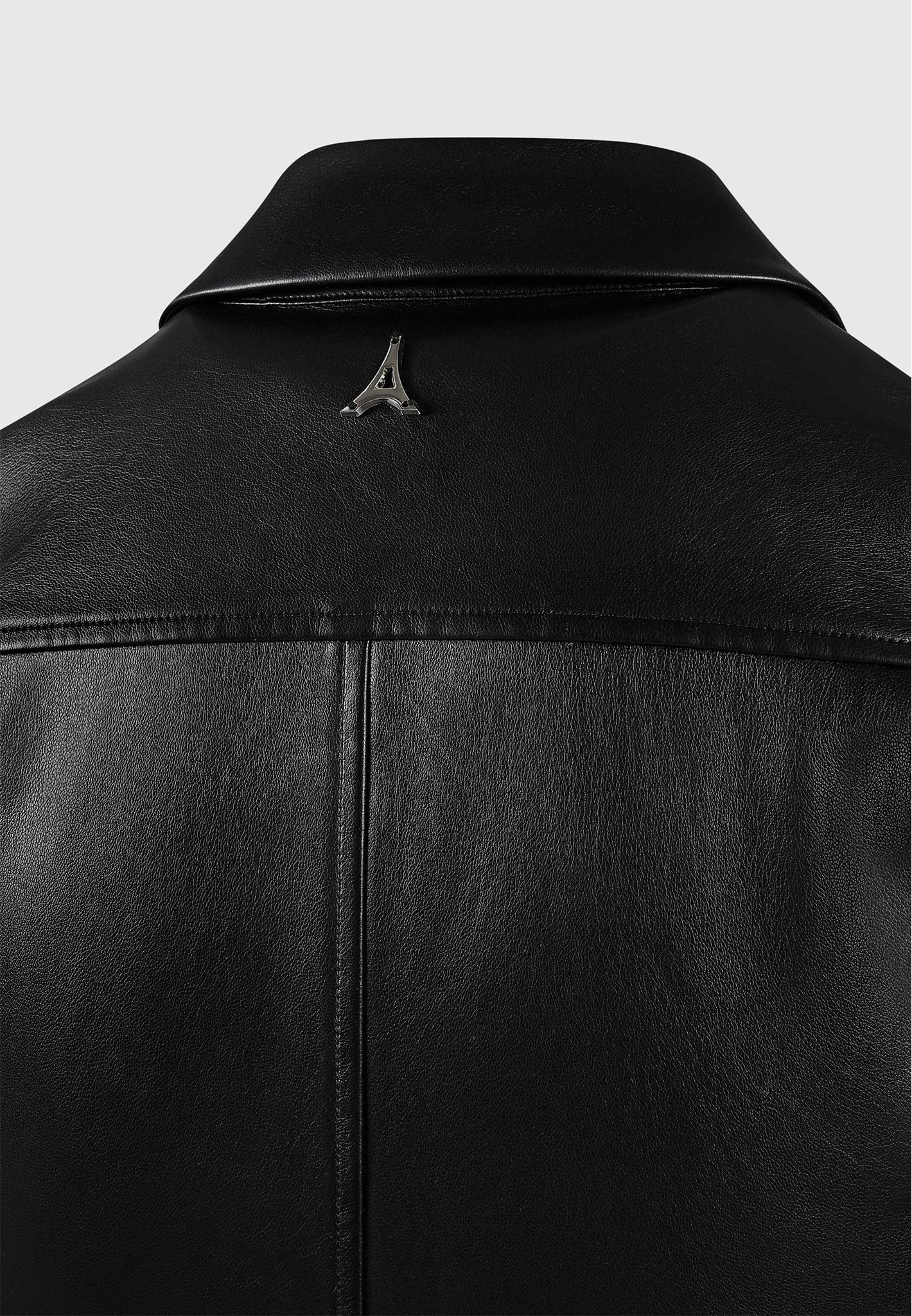 Sonia - Leather Angled Shirt - Black Female Product Image