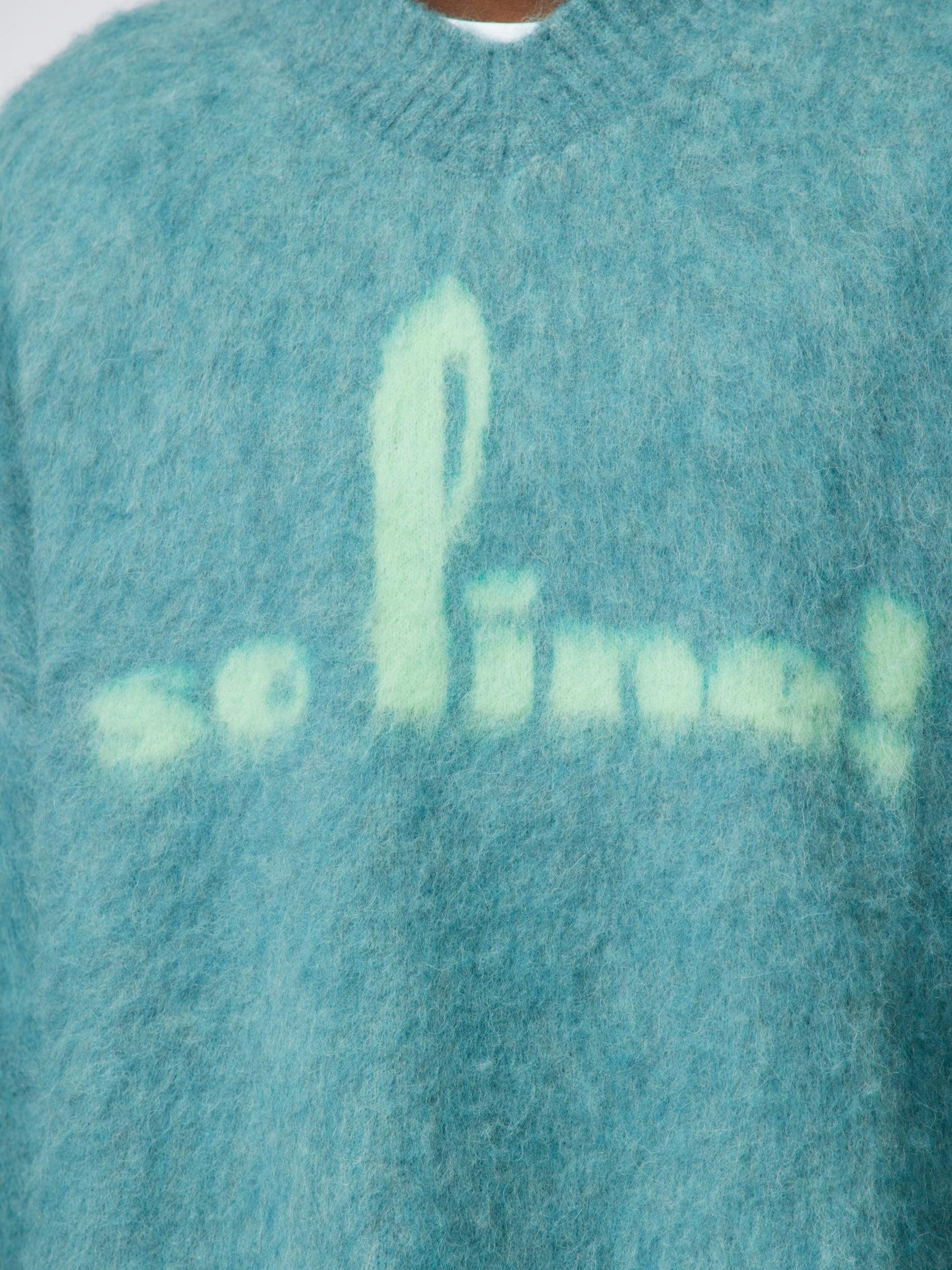 Brushed Mohair V-Neck Jumper (Blue) Product Image