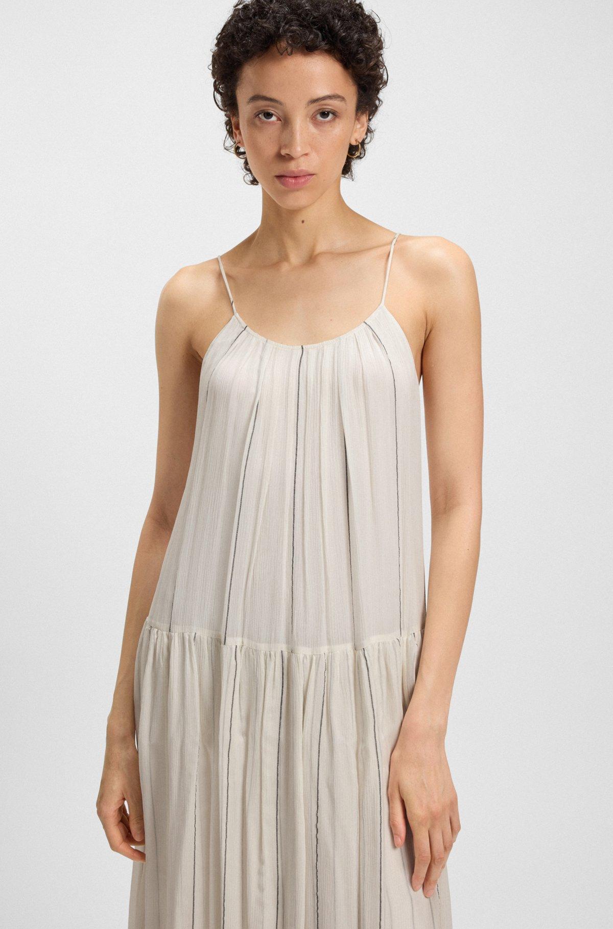 BOSS - Tiered striped dress with silk - Patterned Product Image