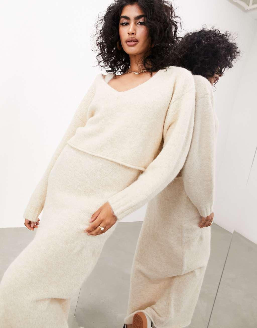 ASOS EDITION v neck long sleeve knit sweater Product Image