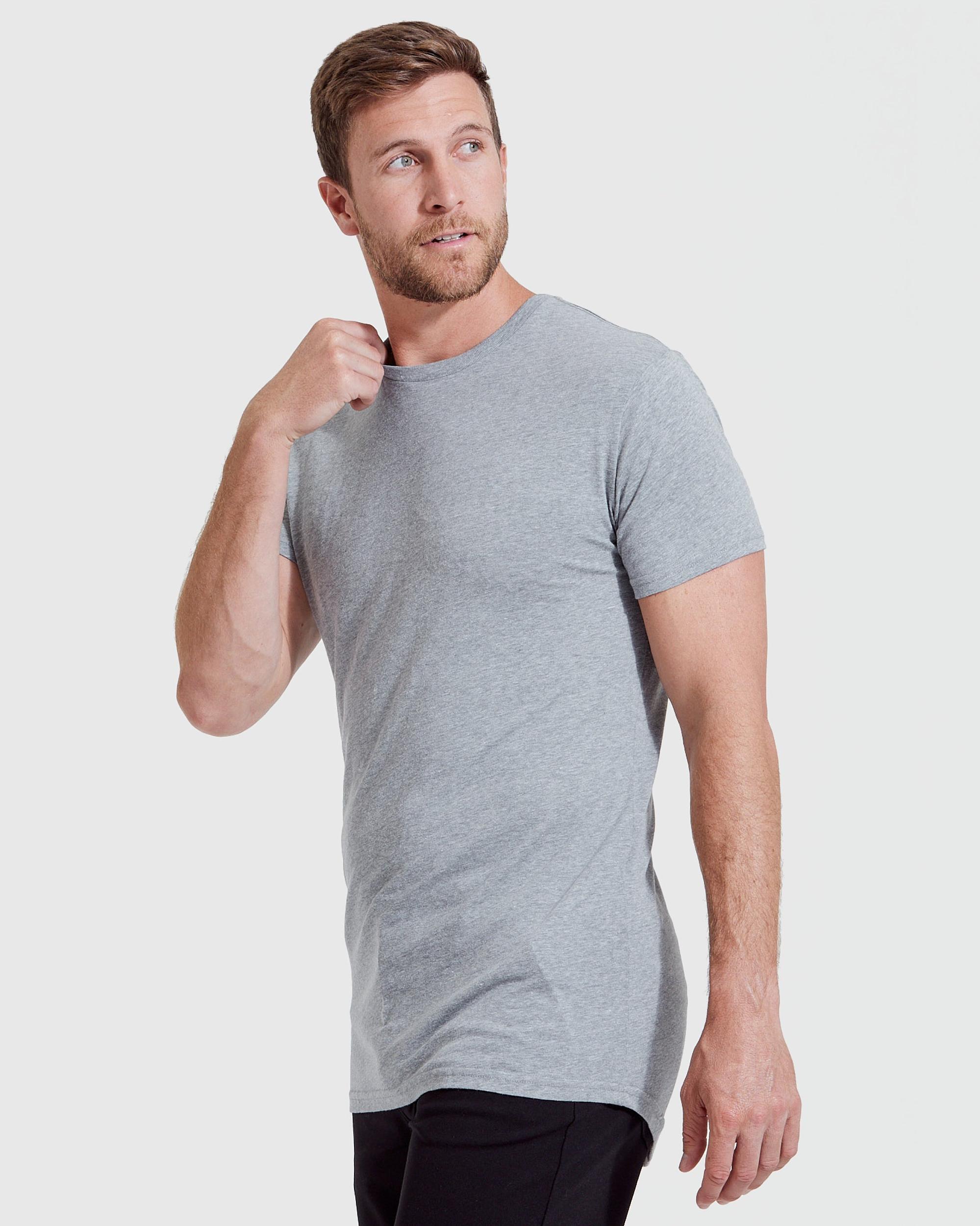 Heather Gray Tall Round Hem Crew Neck T-Shirt Product Image