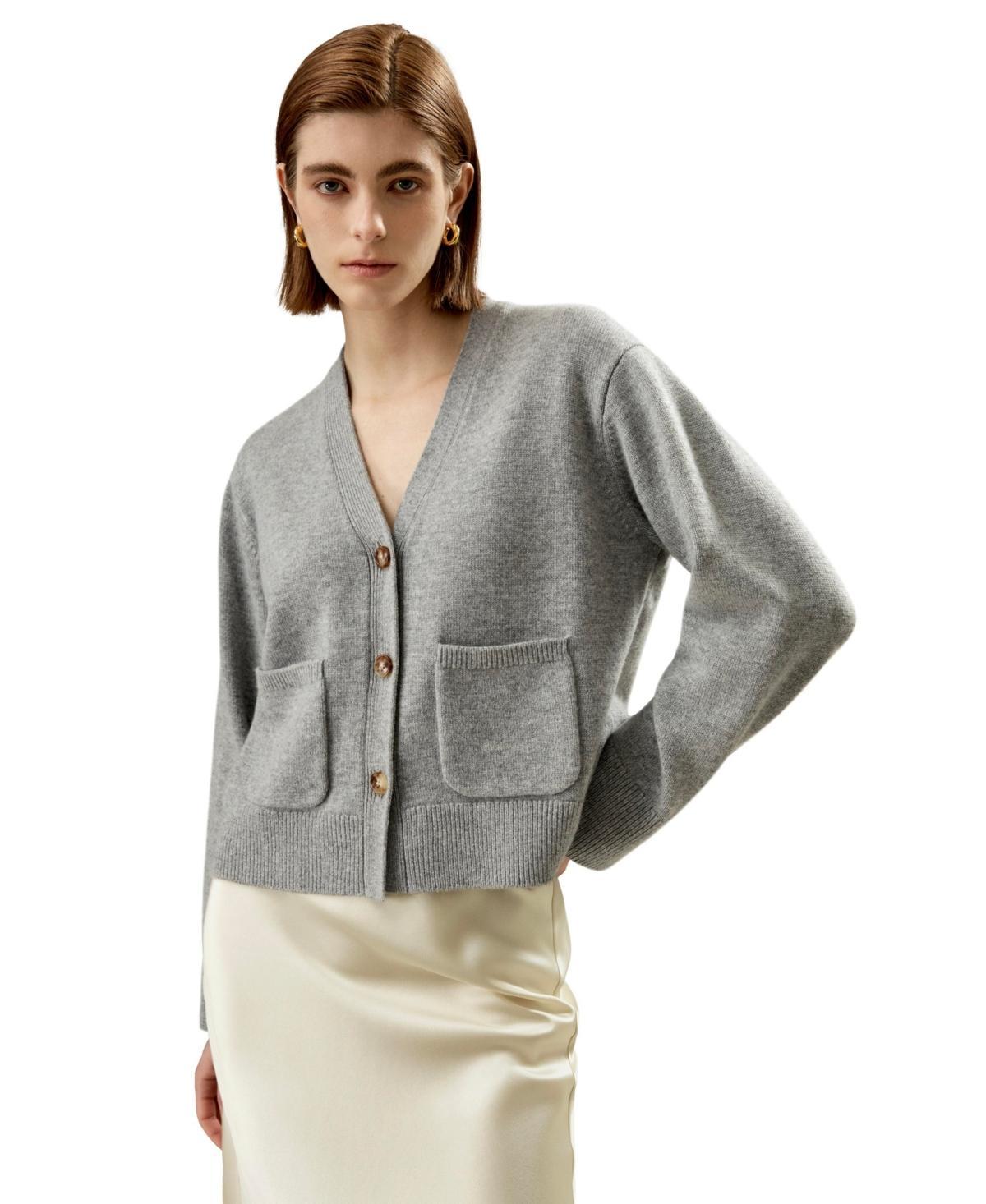 Lilysilk Cropped Wool-Cashmere Blend Cardigan Sweater for Women in Beige at Nordstrom, Size Small Product Image