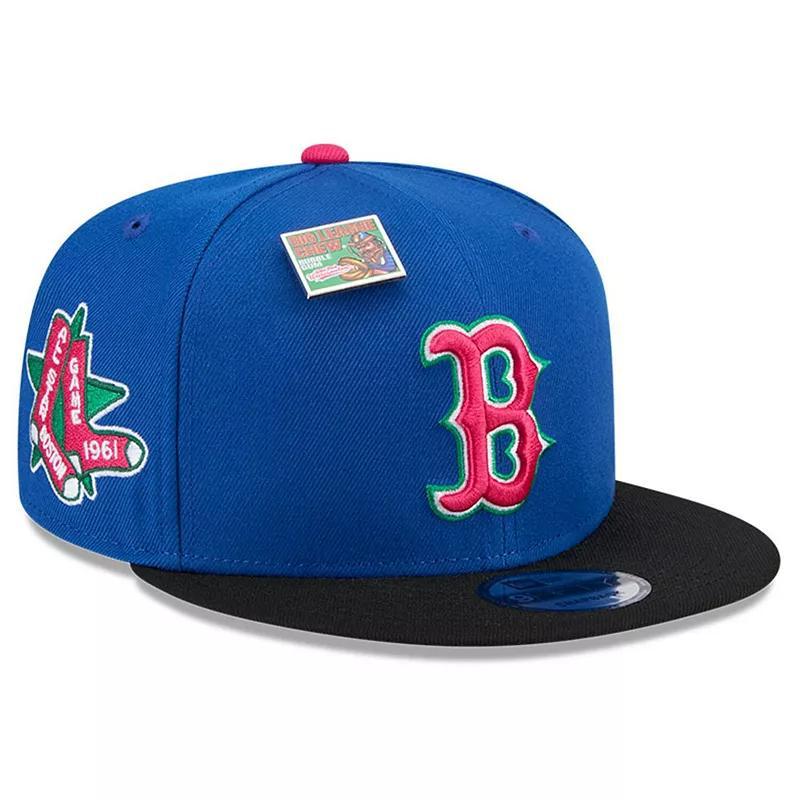 Men's New Era Royal/Black Boston Red Sox Watermelon Big League Chew Flavor Pack 9FIFTY Snapback Hat, Blue Product Image