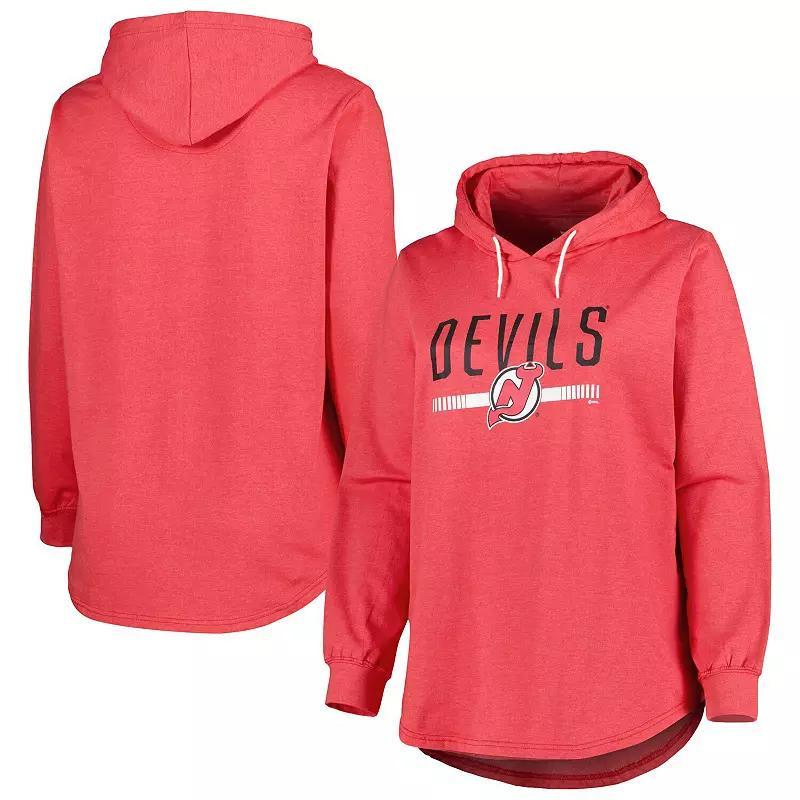 Women's Heather Red New Jersey Devils Plus Size Fleece Pullover Hoodie, Size: 2XL, Nhl Red Product Image