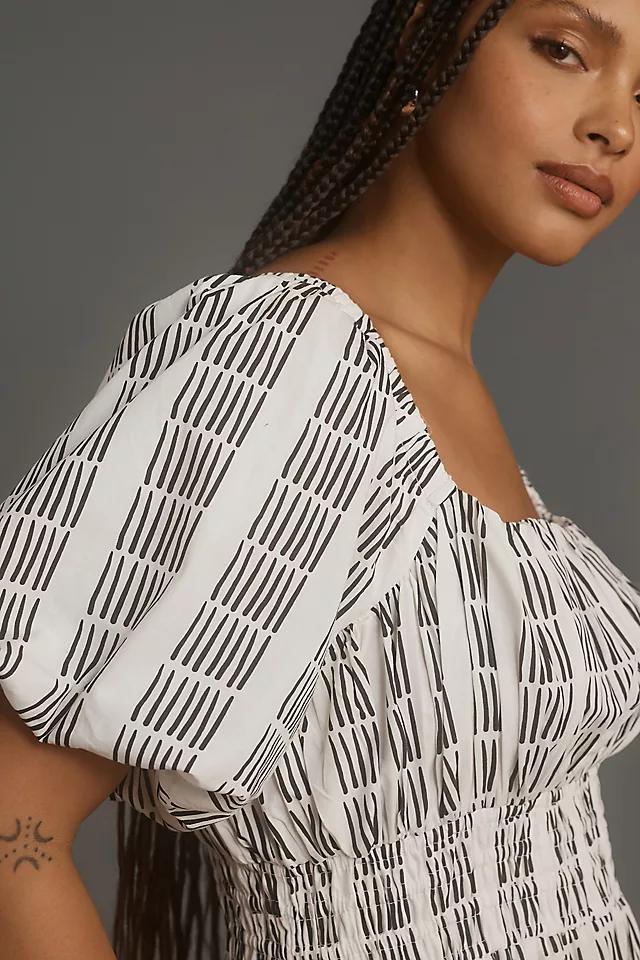 Maeve Puff-Sleeve Square-Neck Smocked Midi Dress Product Image