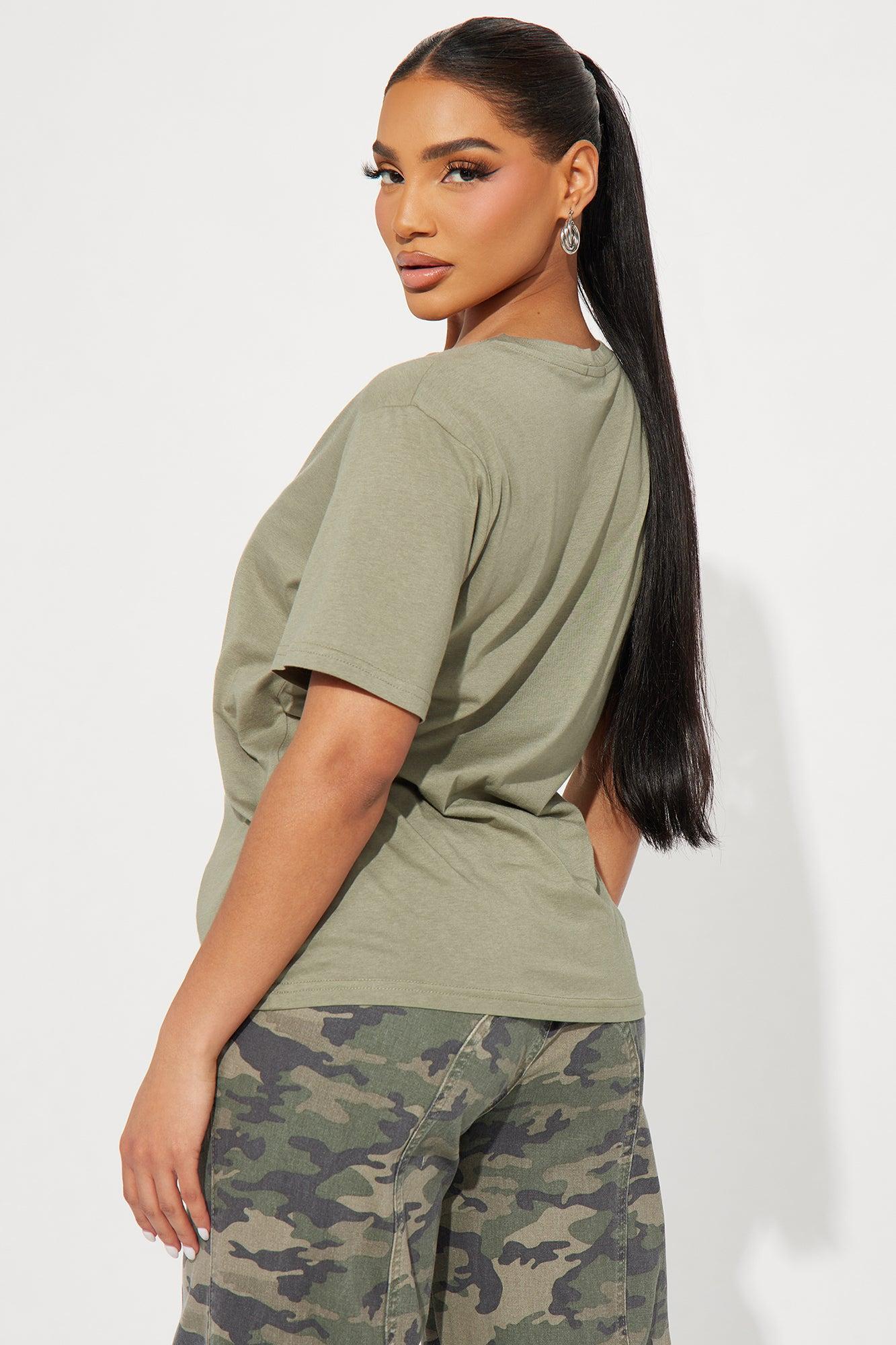 Ava V-Neck Tee - Olive Product Image