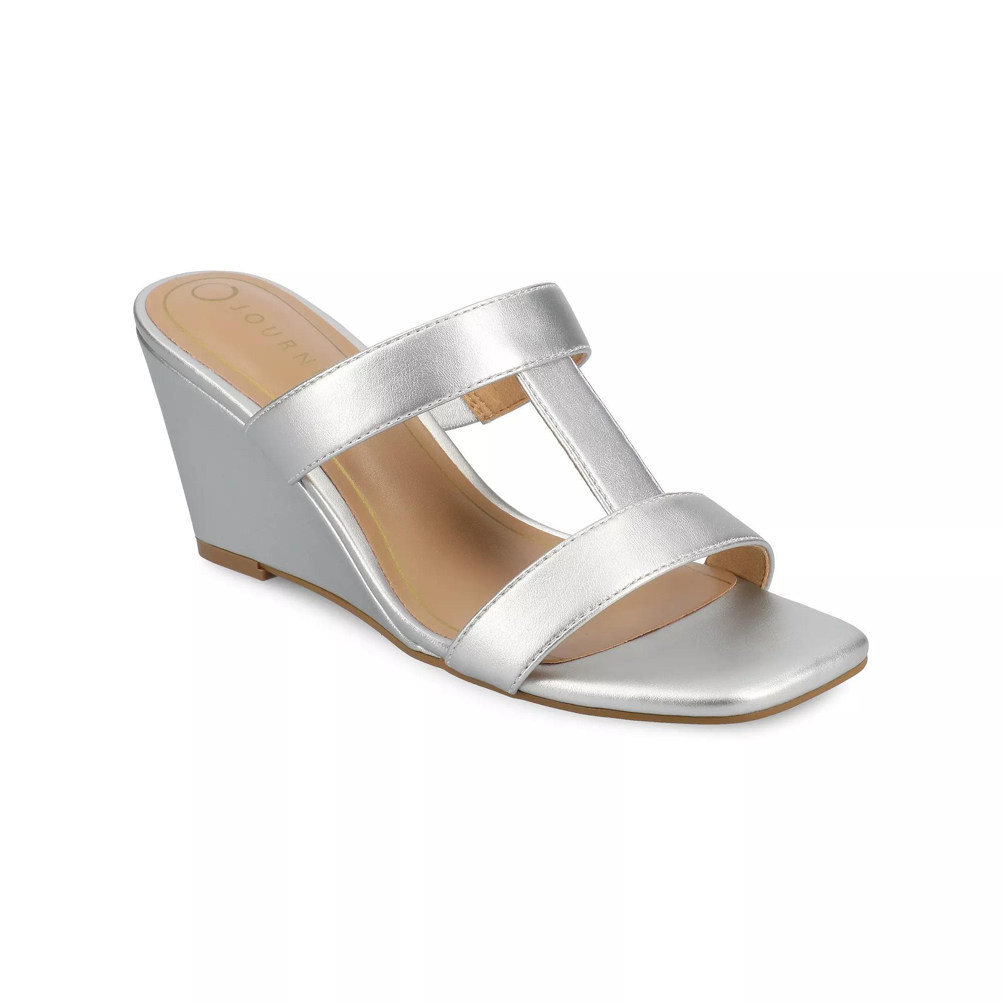 Journee Collection Clodie Women's Slip-On Wedge Sandals, Size: 9.5, Silver Product Image