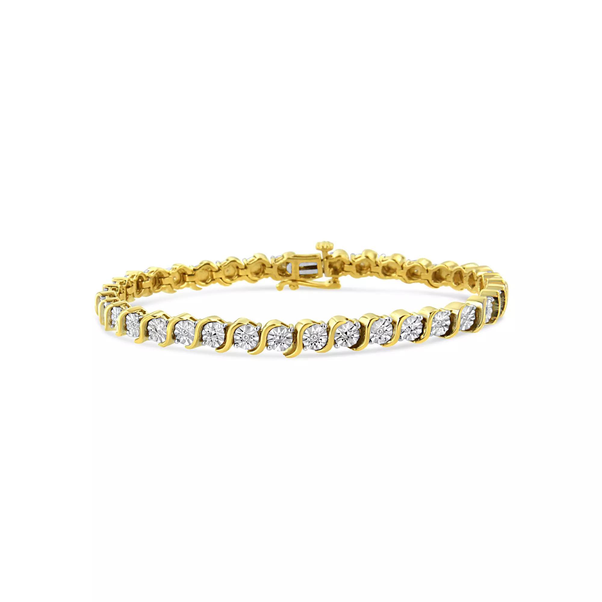 Haus of Brilliance 1/10 Carat T.W. Diamond S Link Tennis Bracelet, Womens Gold Tone Product Image
