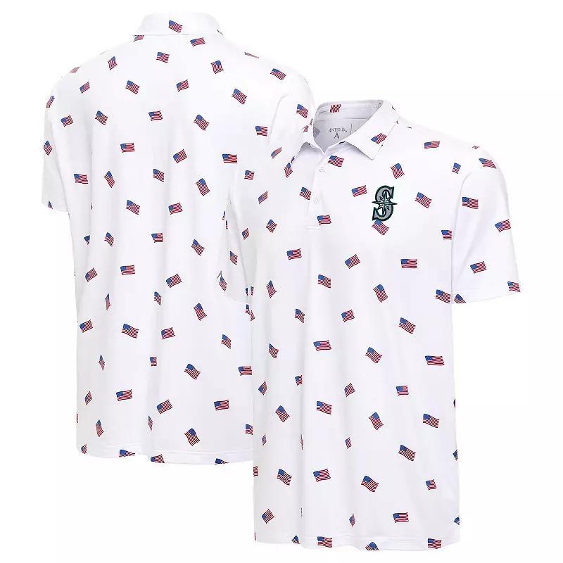 Men's Antigua White Seattle Mariners  Americana Polo, Size: Small Product Image