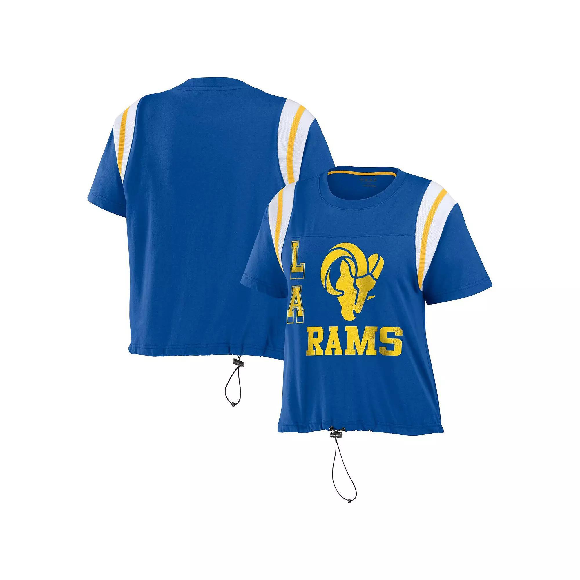 Women's WEAR by Erin Andrews Royal Los Angeles Rams Cinched Colorblock T-Shirt, Size: Small, Blue Product Image