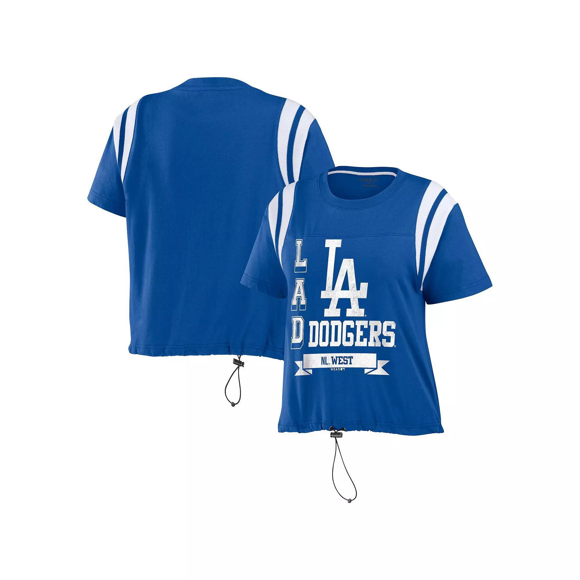 Women's WEAR by Erin Andrews Royal Los Angeles Dodgers Cinched Colorblock T-Shirt, Size: XS, Blue Product Image