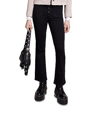Maje Passion Button Fly Flare Jeans in Black Product Image