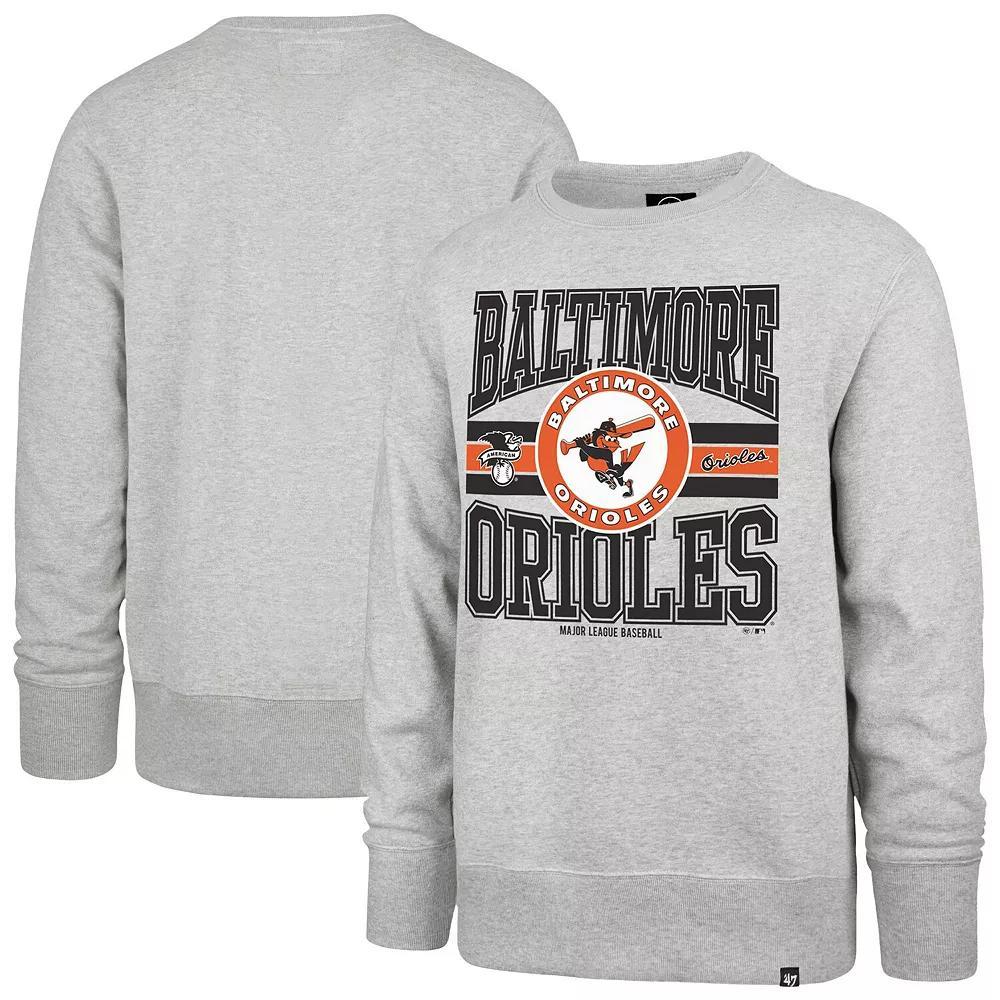 Men's '47  Gray Baltimore Orioles Letters Headline Pullover Sweatshirt, Size: Small, Grey Product Image