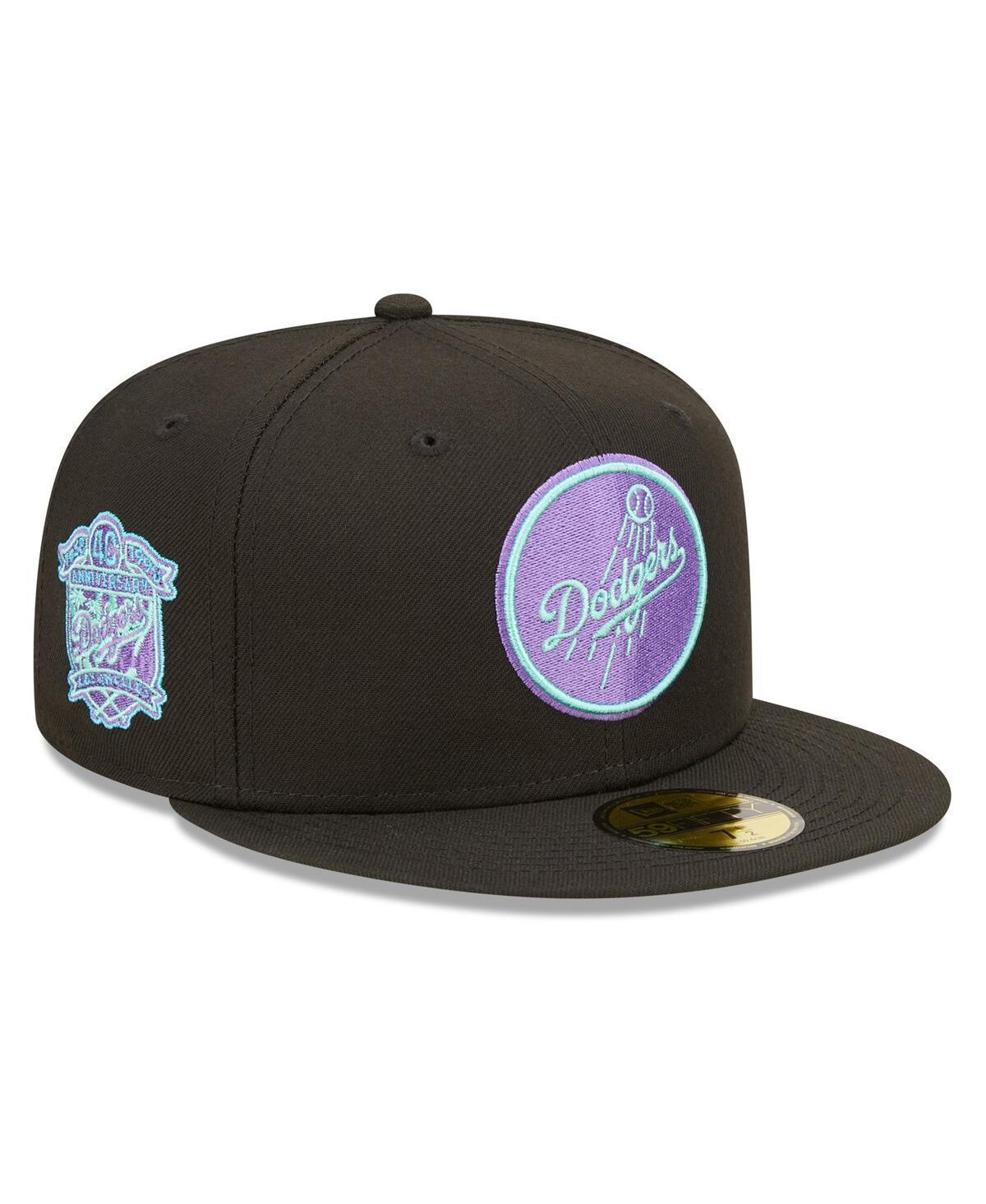 Men's New Era Black Los Angeles Dodgers 40th Anniversary Black Light 59FIFTY Fitted Hat, Size: 8 Product Image
