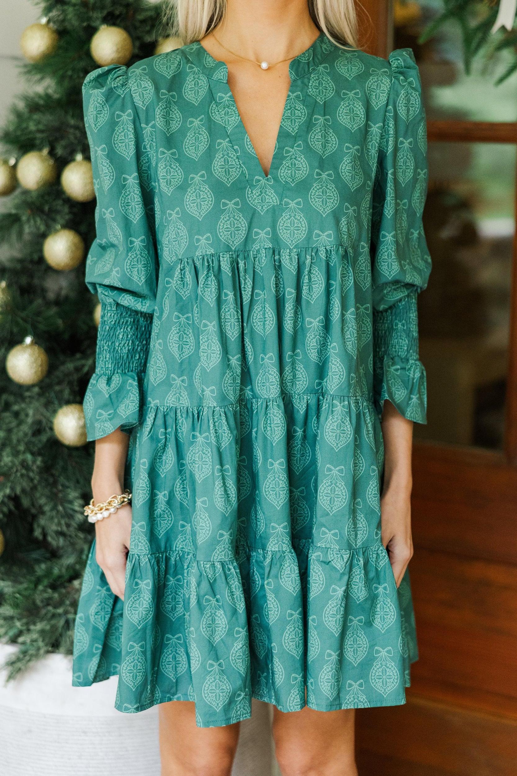In Your Happy Place Emerald Medallion Print Dress Female Product Image