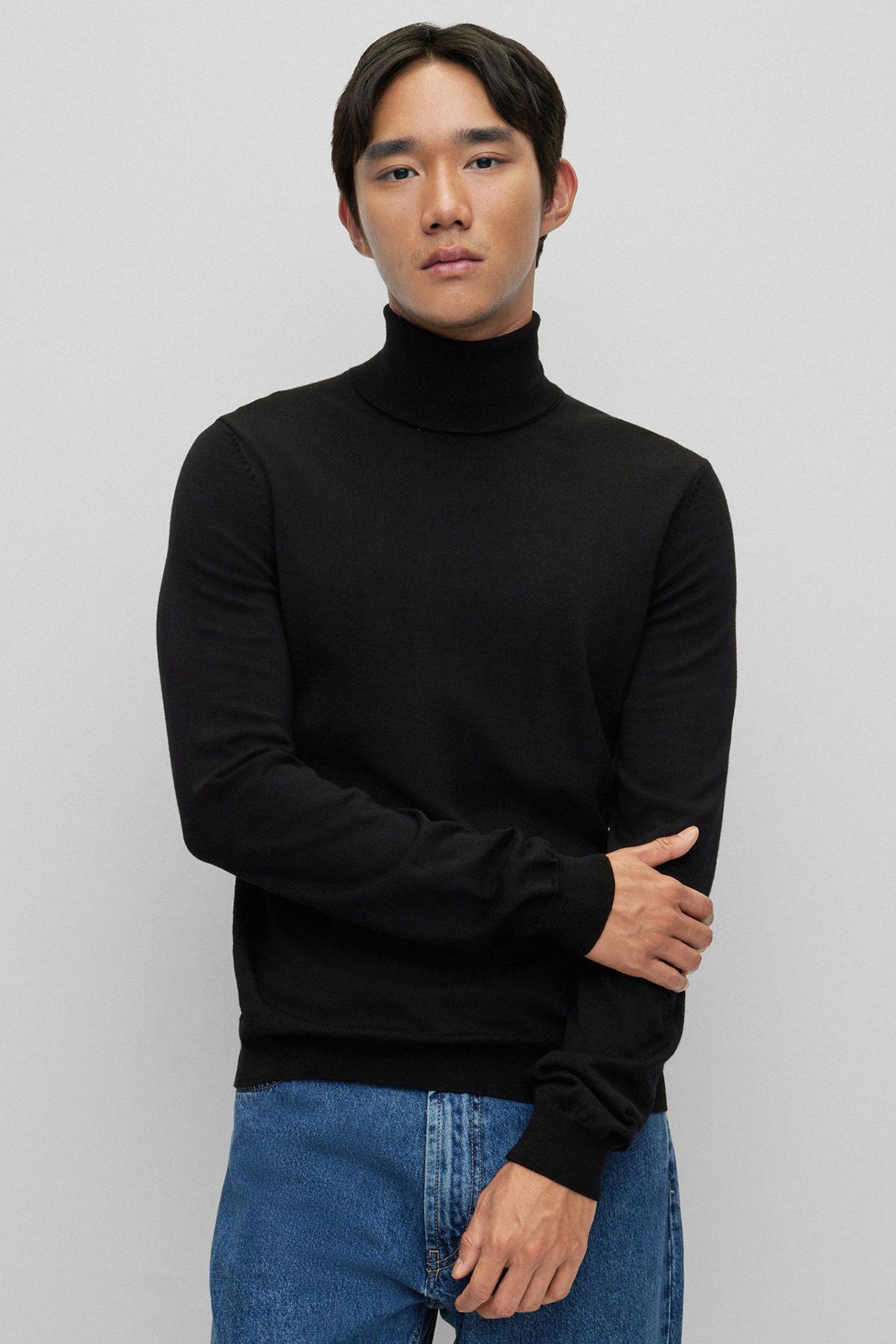 HUGO BOSS Roll-neck Virgin-wool Jumper In Black Product Image