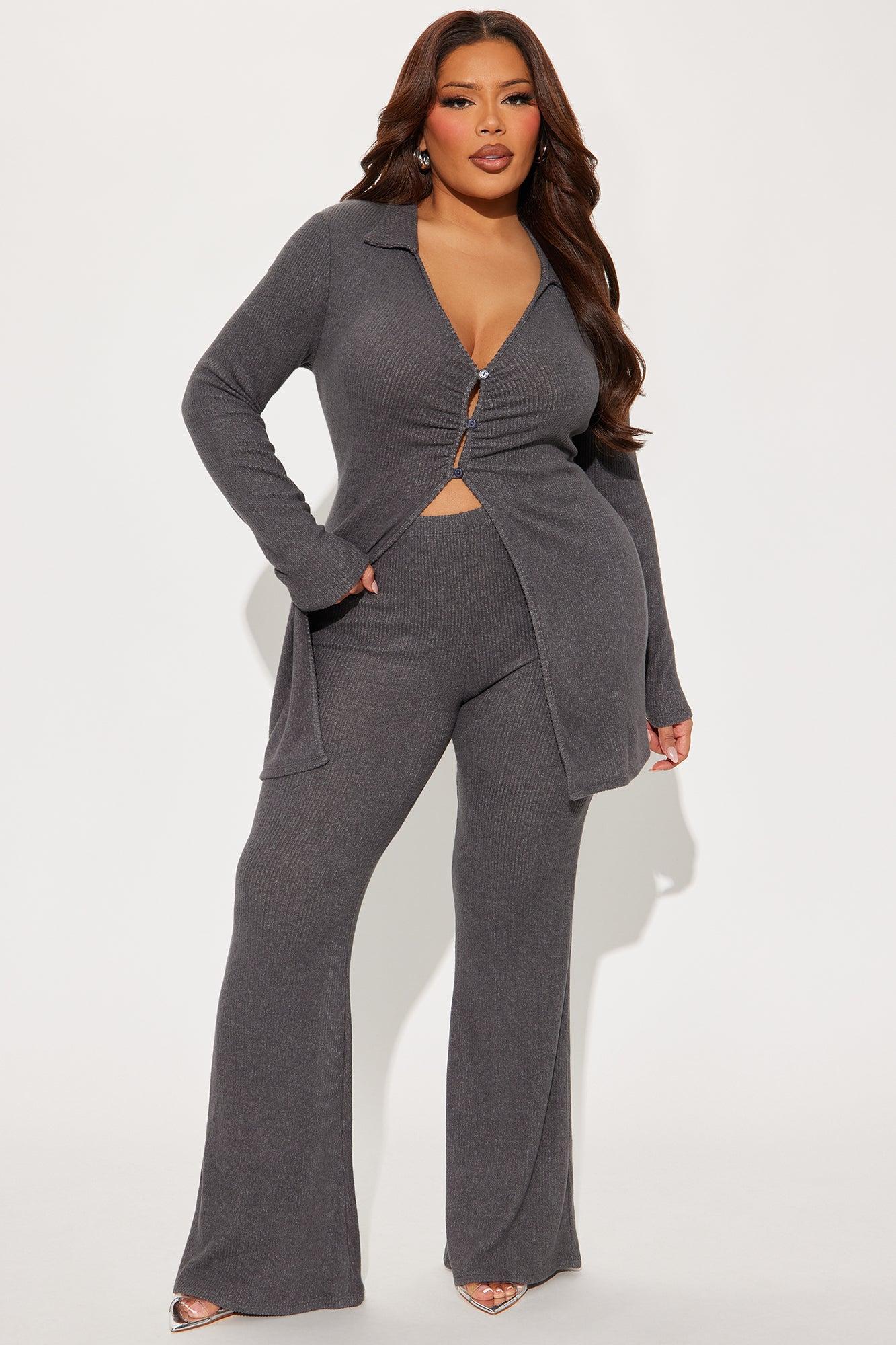 Camille Cozy Pant Set - Charcoal Product Image