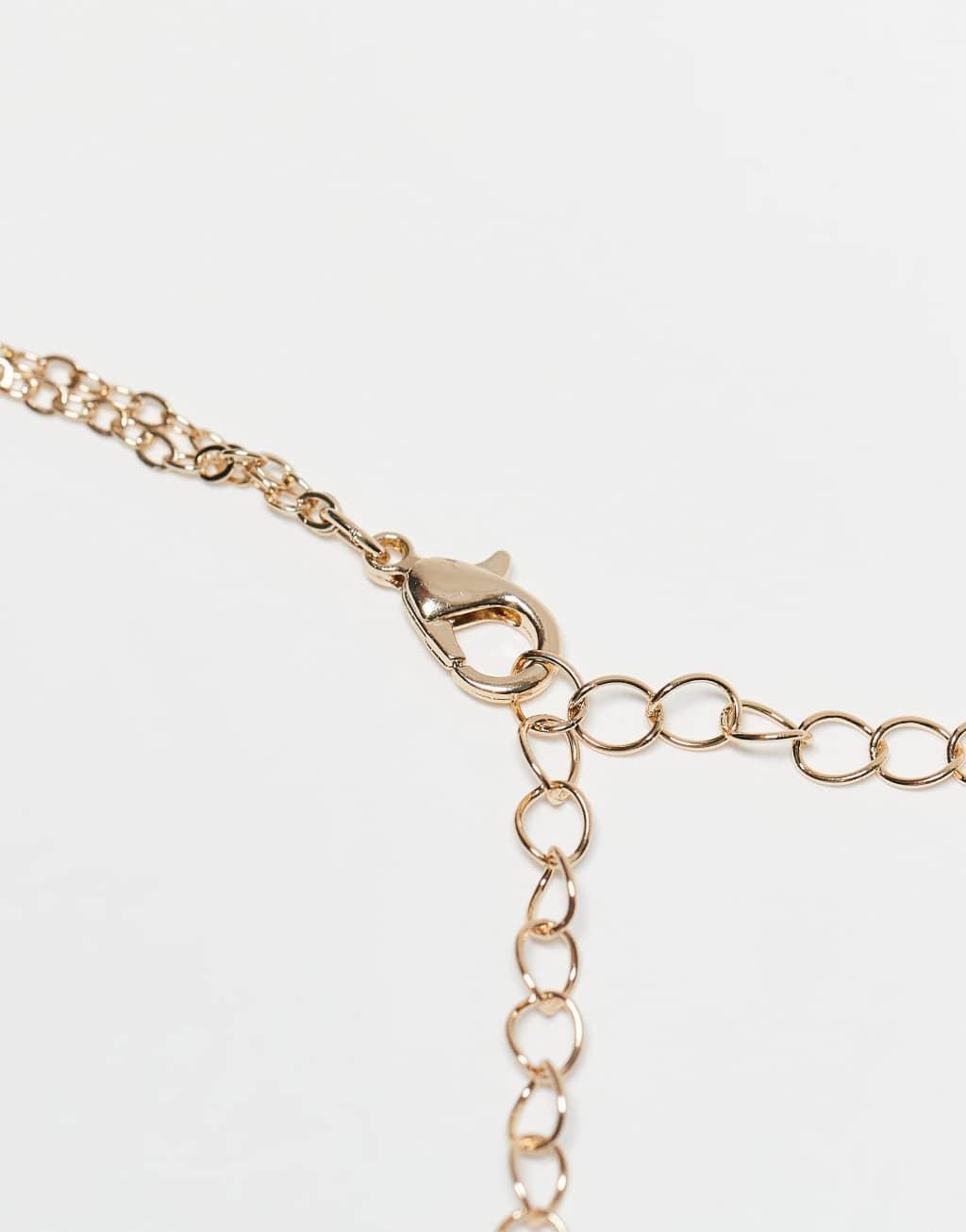 ASOS DESIGN pack of 2 necklaces with chipping and coin detail in gold tone Product Image