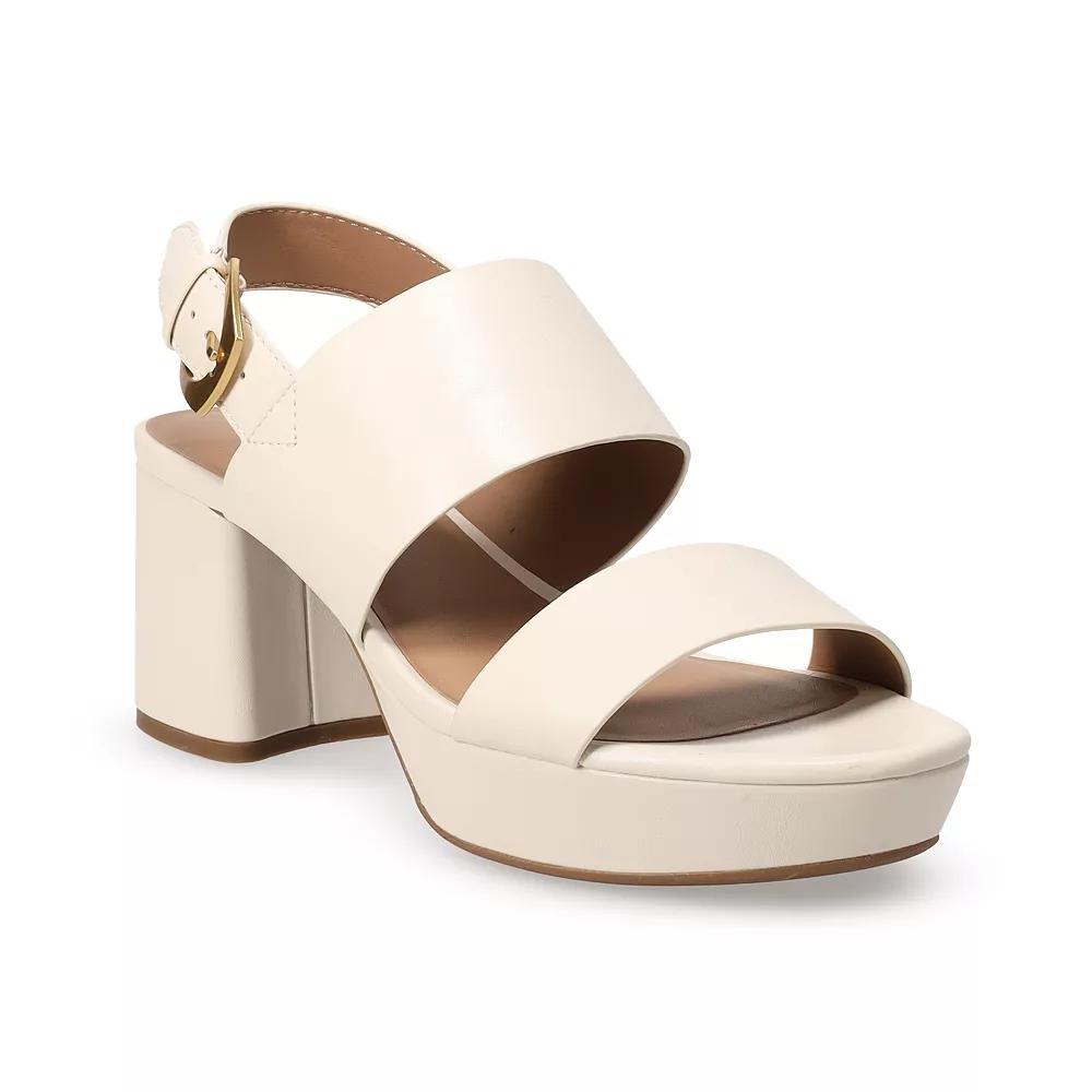 Sonoma Goods For Life® Two-Strap Women's Platform Sandals, Size: 6, Ivory Product Image