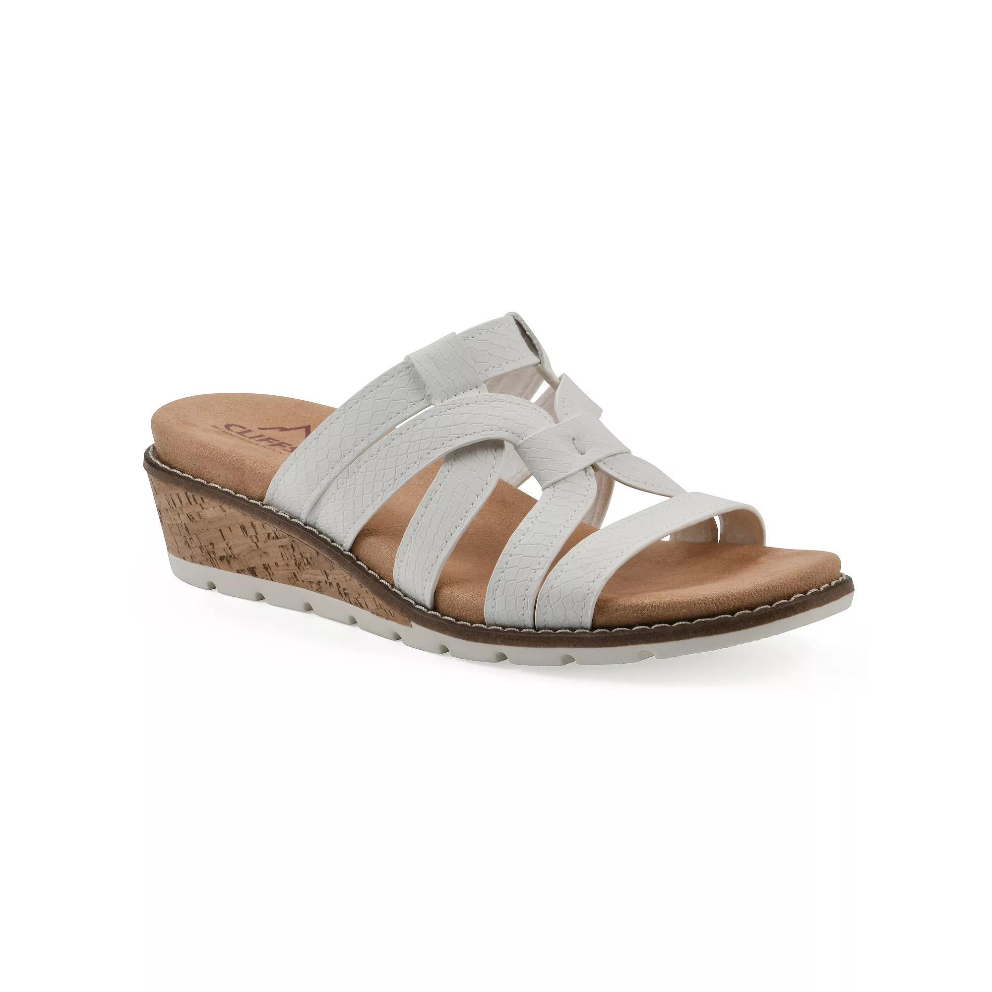 Cliffs by White Mountain Tinisha Women's Wedge Sandals, Size: 6, White Embossed Snake Product Image