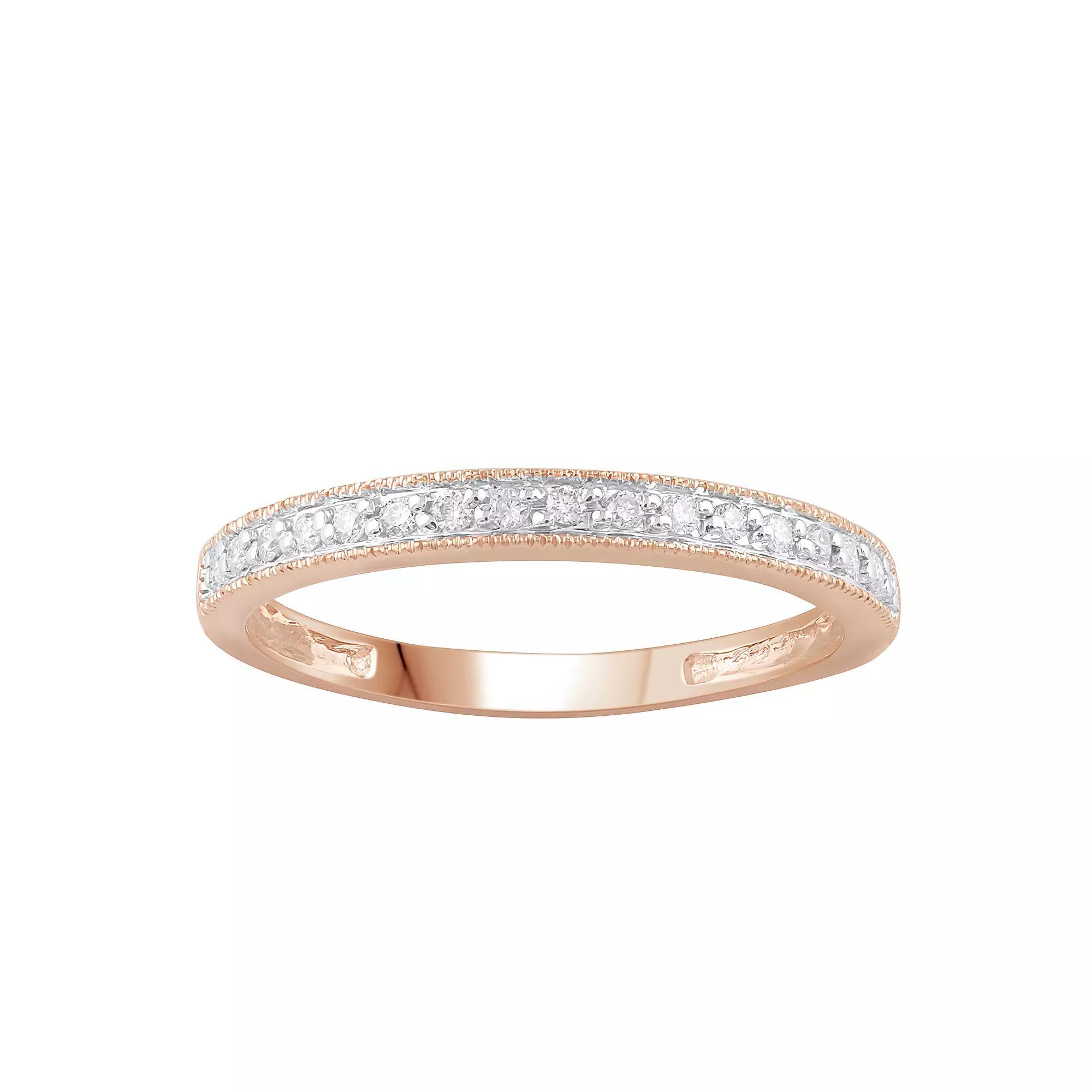 10k Gold 1/10 Carat T.W. Diamond Band Ring, Women's, Size: 6, Pink Product Image