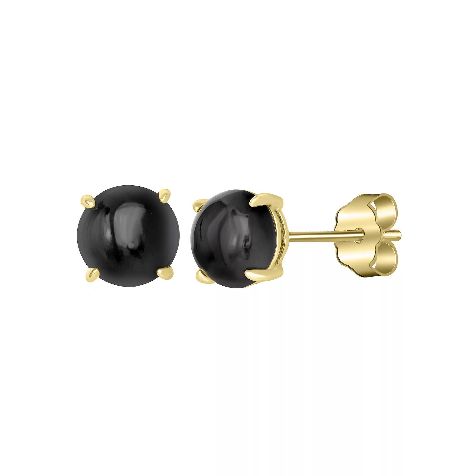 Gemistry 14k Gold Over Sterling Silver Stone Round Stud Earrings, Women's, Amazonite Product Image