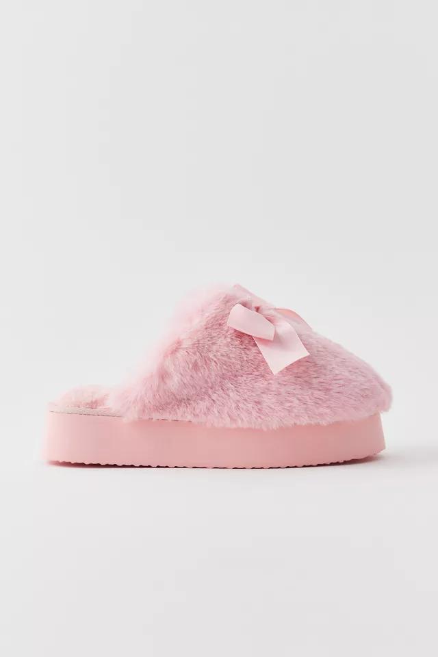 Urban Outfitters UO Bow Faux Fur Platform Slipper Womens at Urban Outfitters Product Image