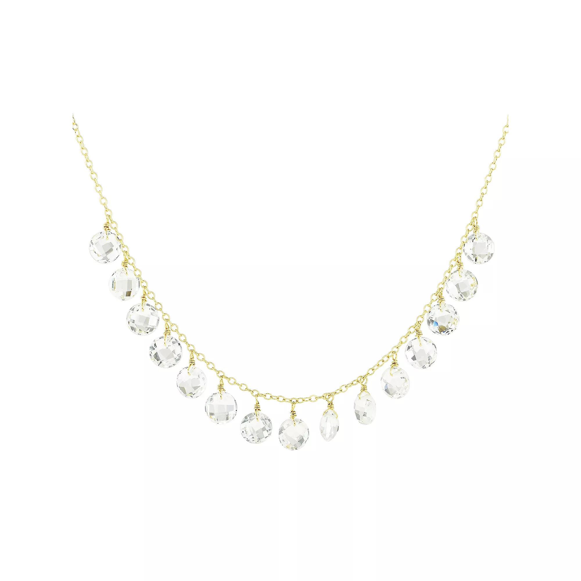 Jewelmak 14k Gold White Topaz Necklace, Women's, Size: 17" Product Image