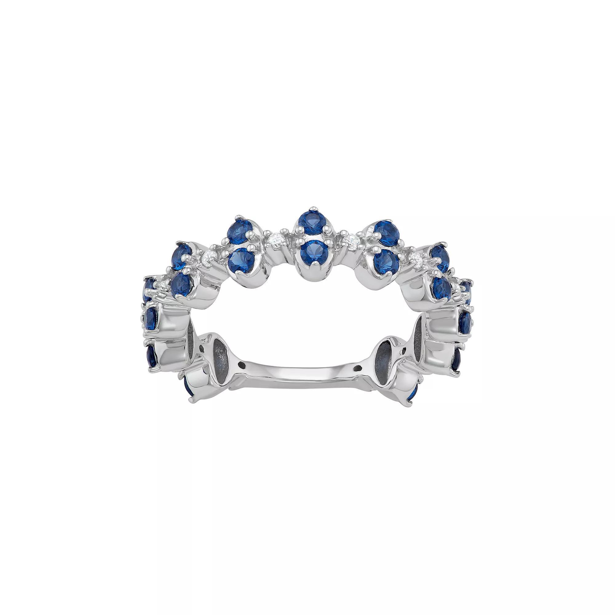 Jewelexcess Sterling Silver Lab-Created Sapphire Ring, Women's, Size: 7 Product Image
