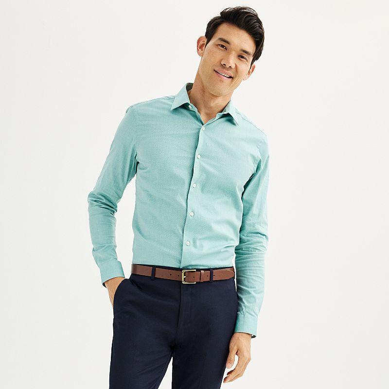 Men's Apt. 9® Premier Flex Slim-Fit Wrinkle Resistant Dress Shirt, Size: XL-36/37, Blue Gray Plaid Product Image