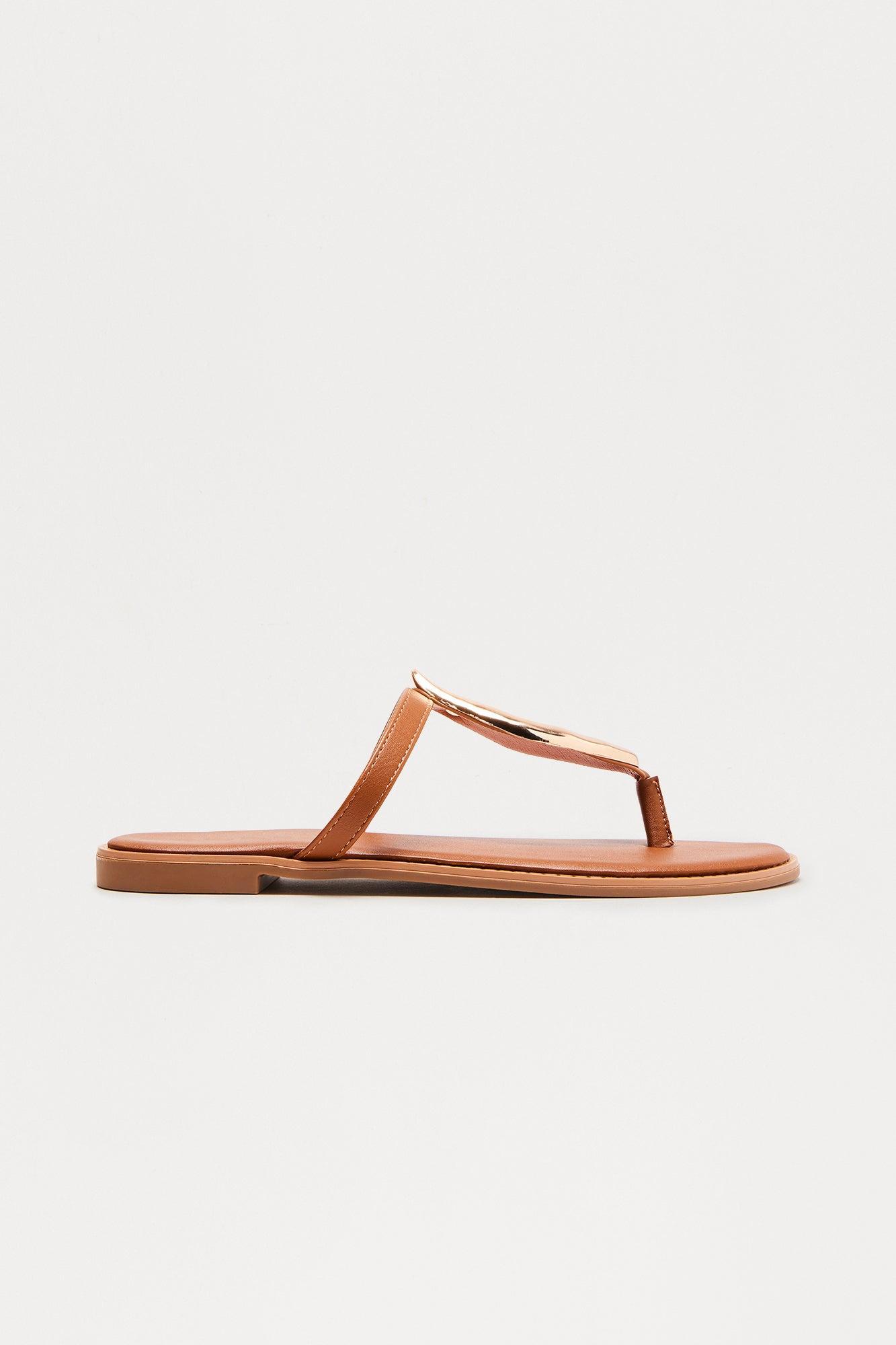Savi Hardware Flip Flops - Tan Product Image