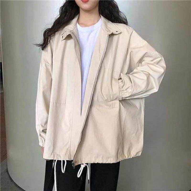 Plain Oversized Zip Jacket Product Image