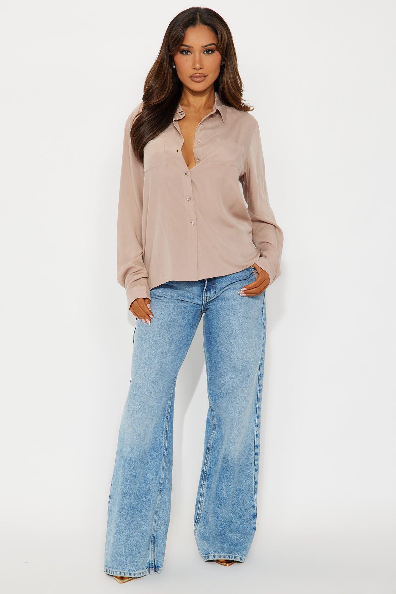 Aurora Woven Top - Taupe Product Image