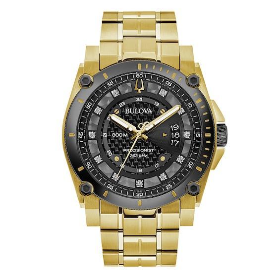 Bulova Mens Precisionist Quartz Mechanical Automatic Gold Stainless Steel Bracelet Watch Product Image