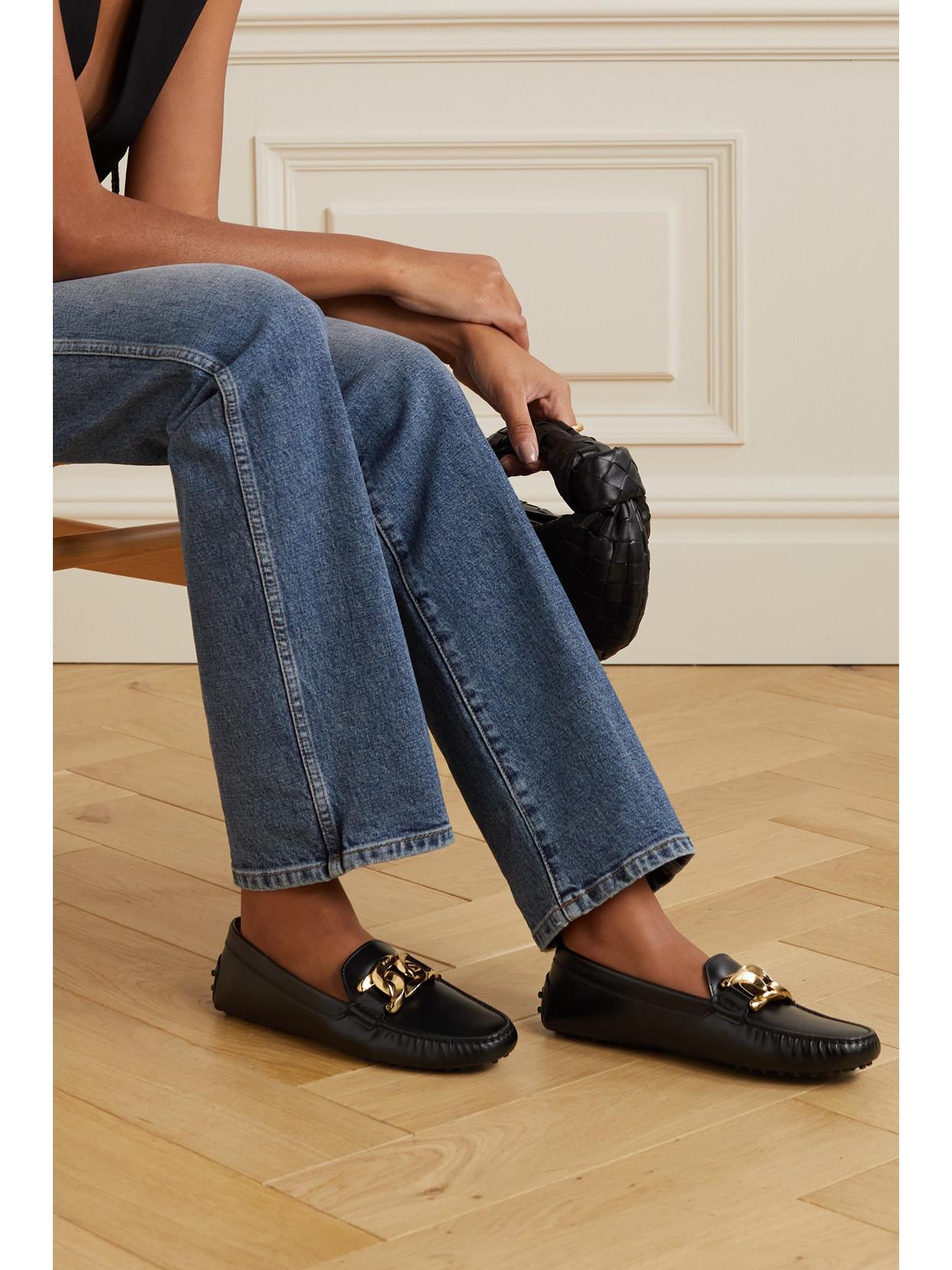 TOD'S Gommini Embellished Leather Loafers In Black Product Image