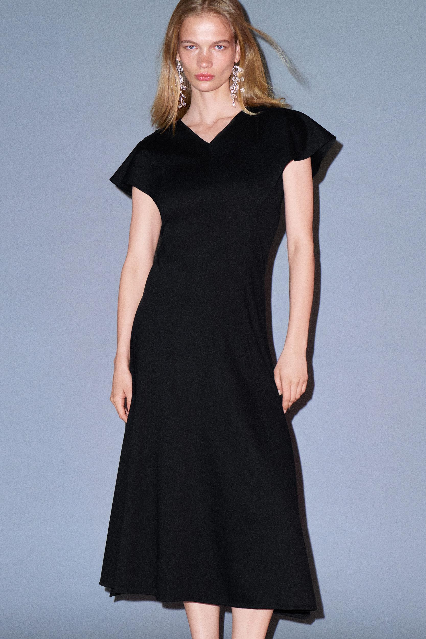 PETAL-SLEEVE COTTON MIDI DRESS Product Image