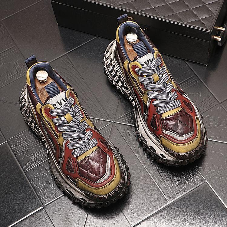 Color Block Quilted Platform Sneakers Product Image