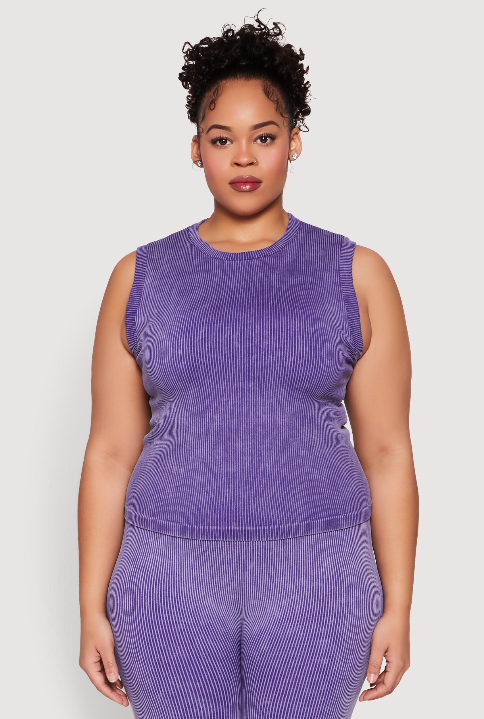 Womens Plus Size Mineral Wash Ribbed Knit Tank Top Product Image